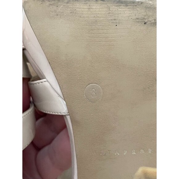 EUC Metaphor Womens Nude Patent Faux Leather High Heel Platform Sandals With Ank - Picture 8 of 9